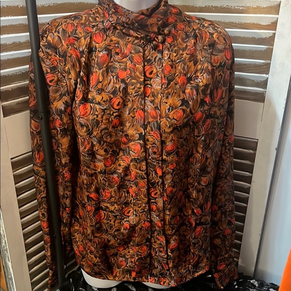 Vintage EJHarper Red and Brown Casual Button Down Shirt - Picture 1 of 8